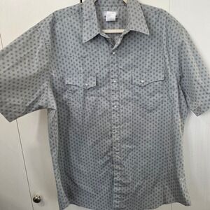Wrangler Wrancher Western Shirt Mens XL Gray Short Sleeve Snap Cowboy rodeo BBQ